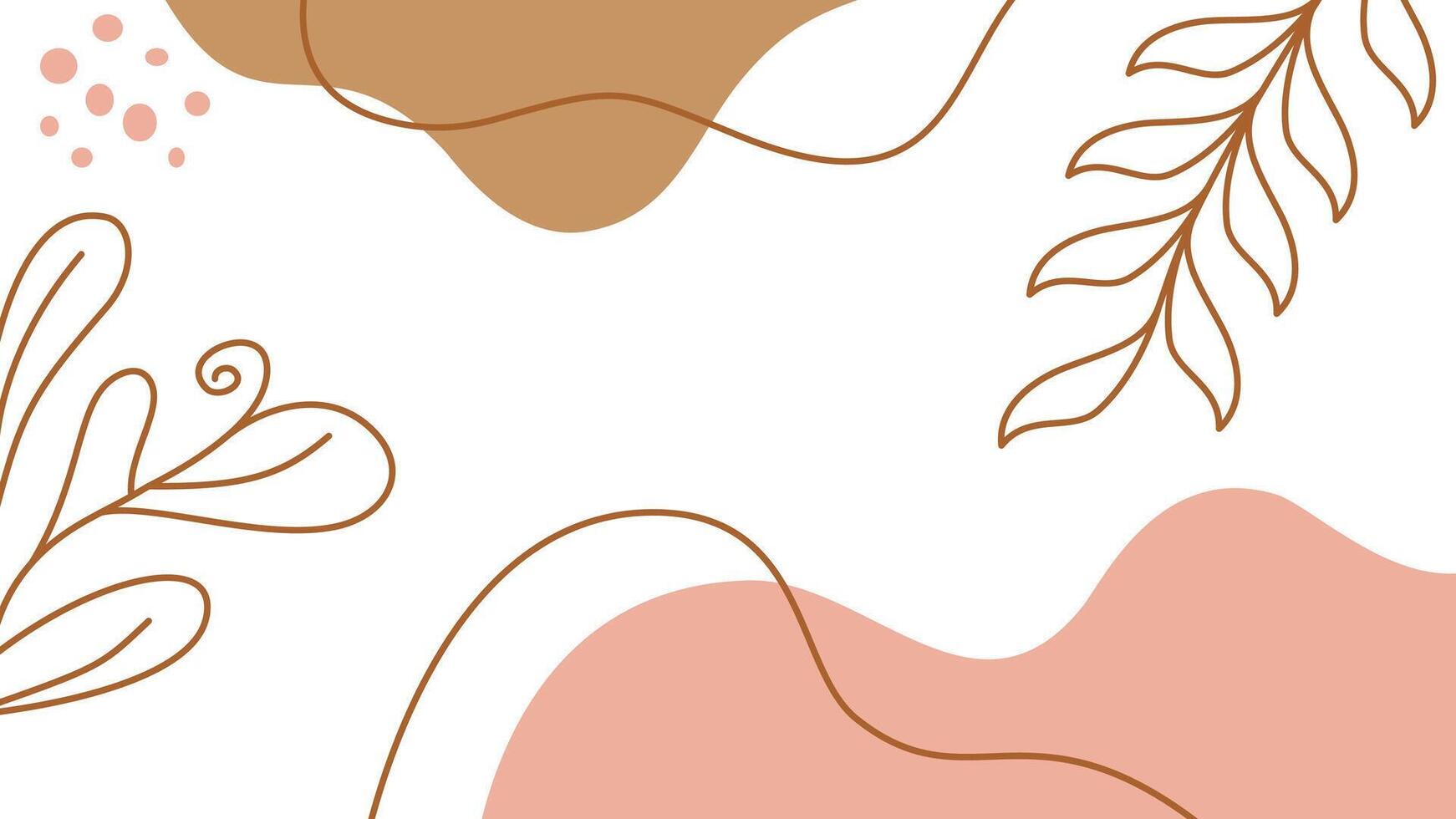 A pink and brown background with leaves and flowers vector