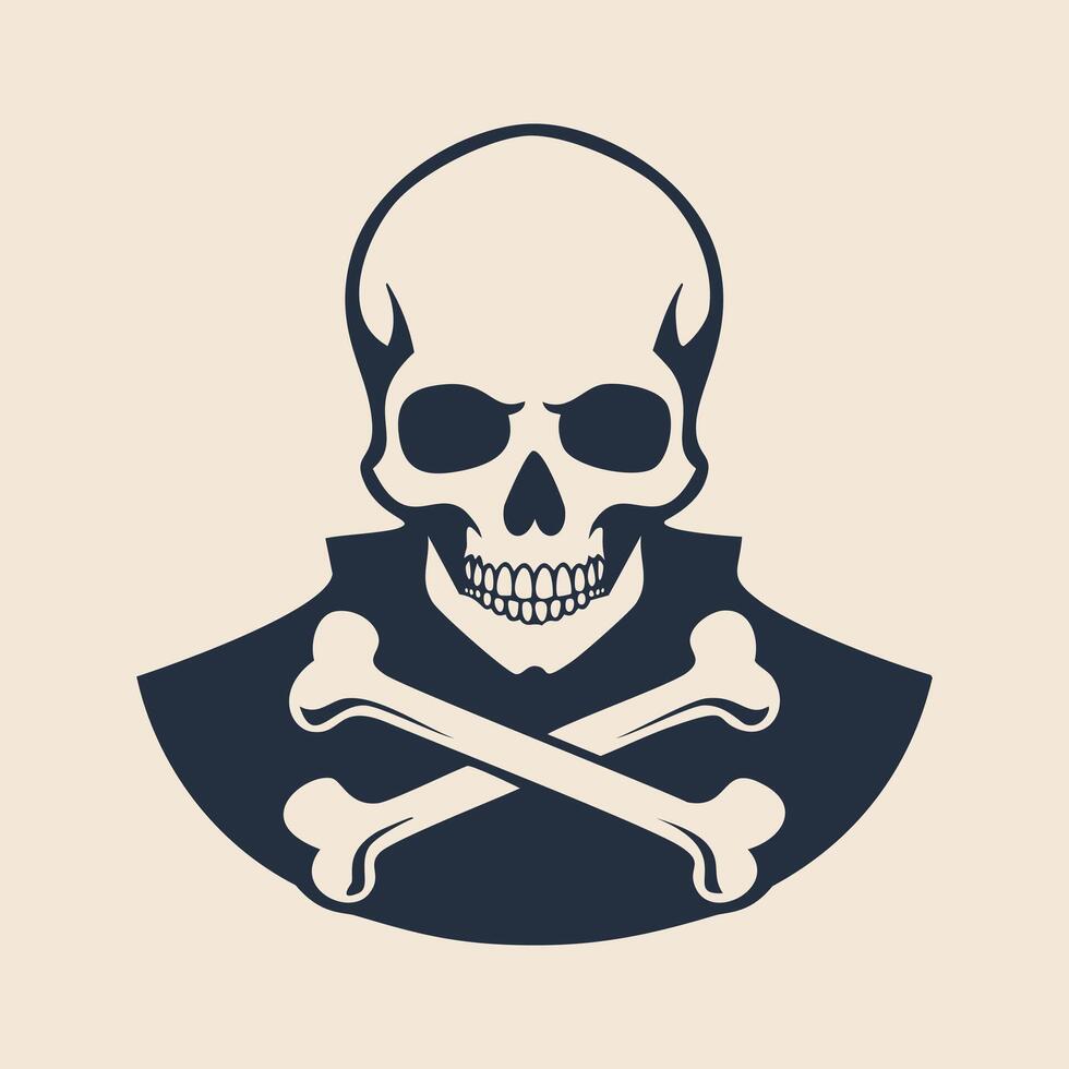 A skull with a black cloak and crossbones vector