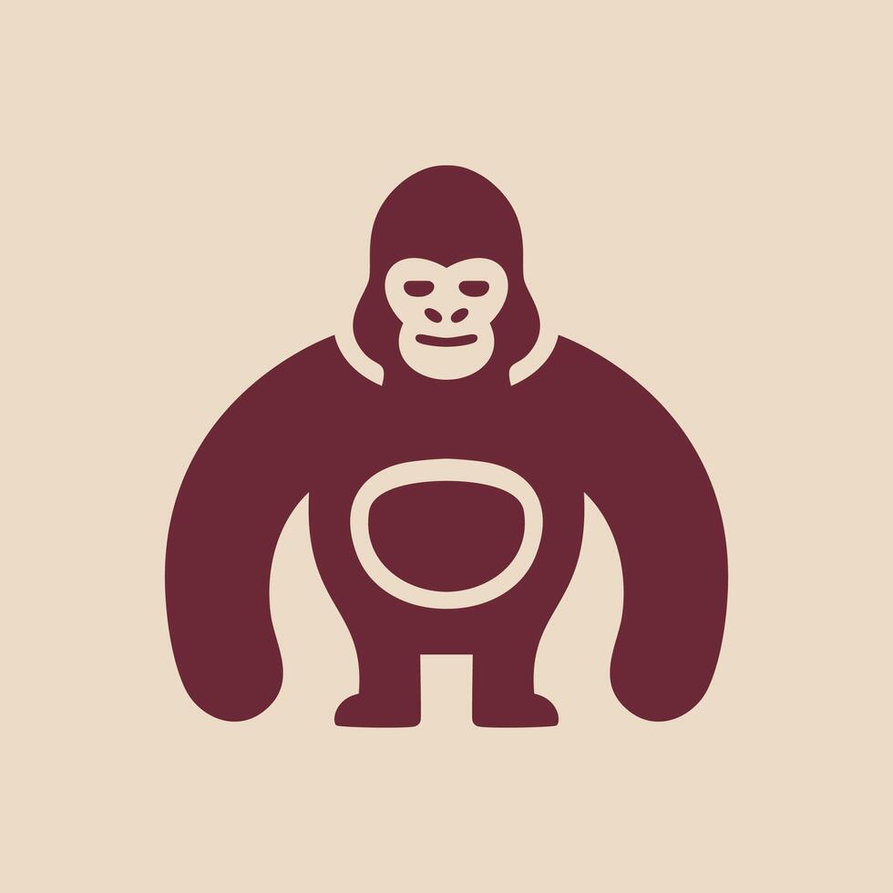 A gorilla icon on a beige background vector