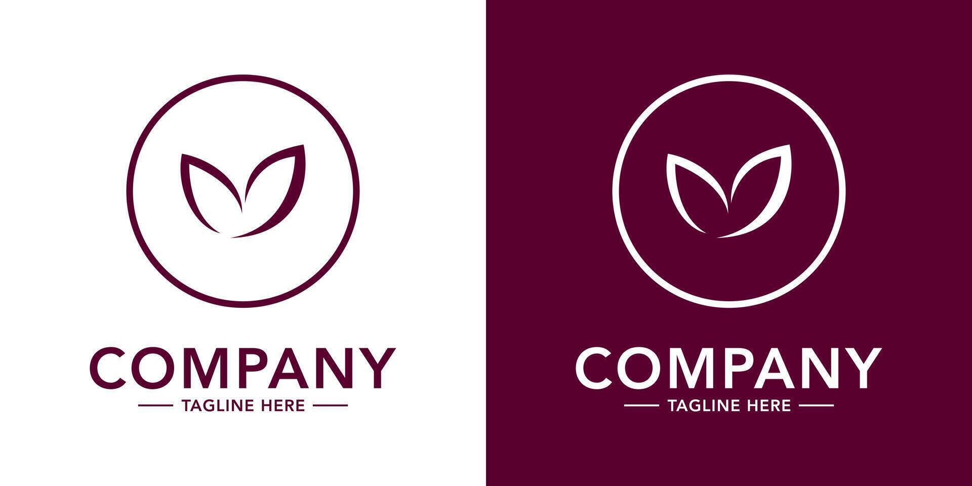 Two logos for a company with a leaf and a flower vector