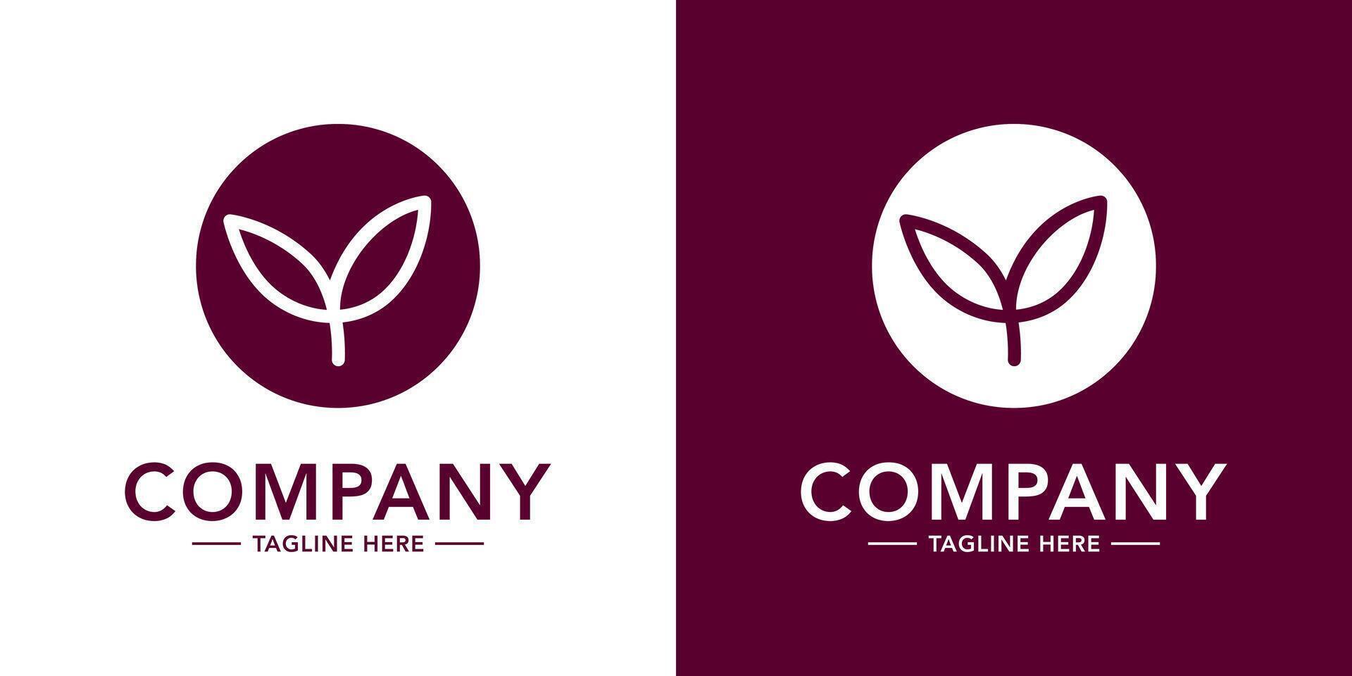 Two logos for a company with a leaf and a white background vector