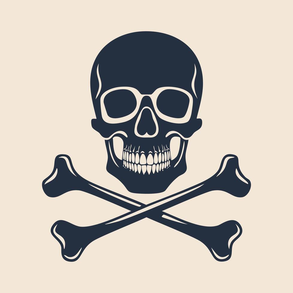A skull and crossbones icon on a beige background vector