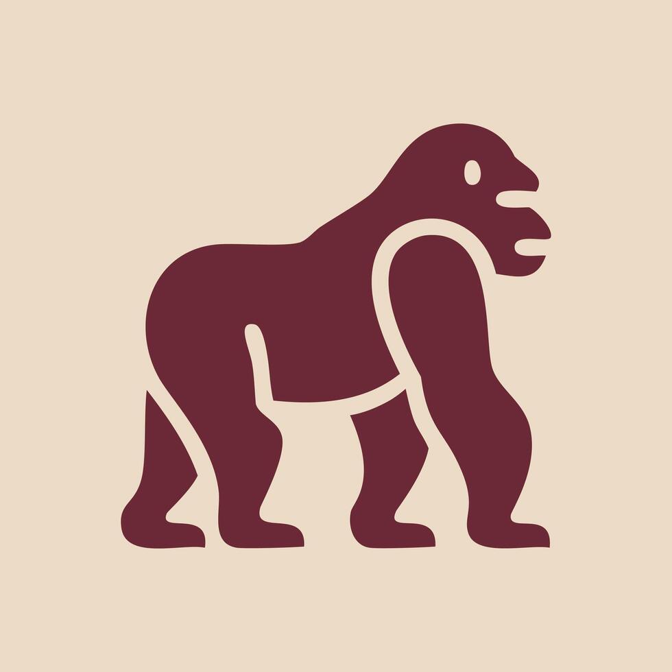A gorilla is shown in a brown and white design vector