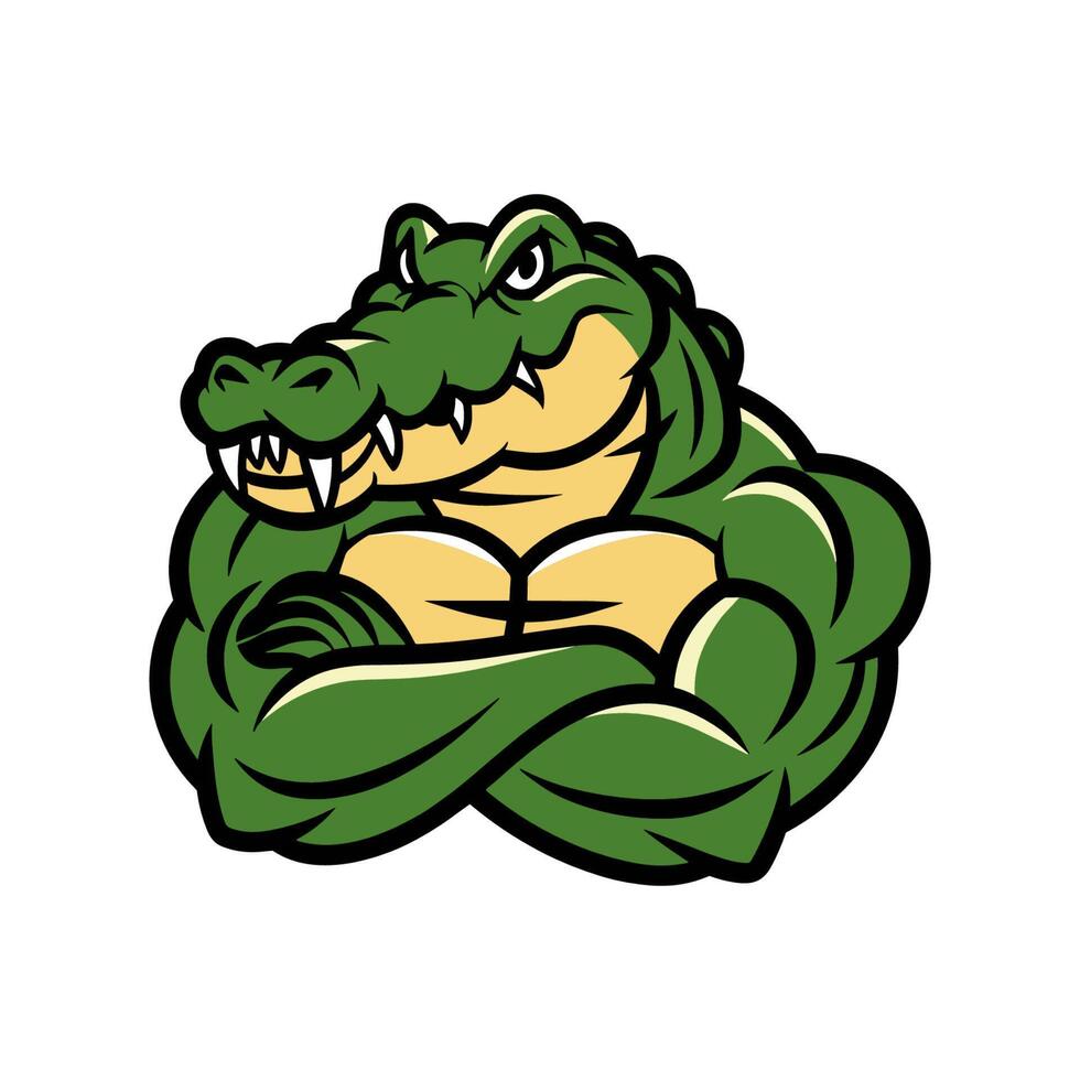 An alligator mascot with his arms crossed vector