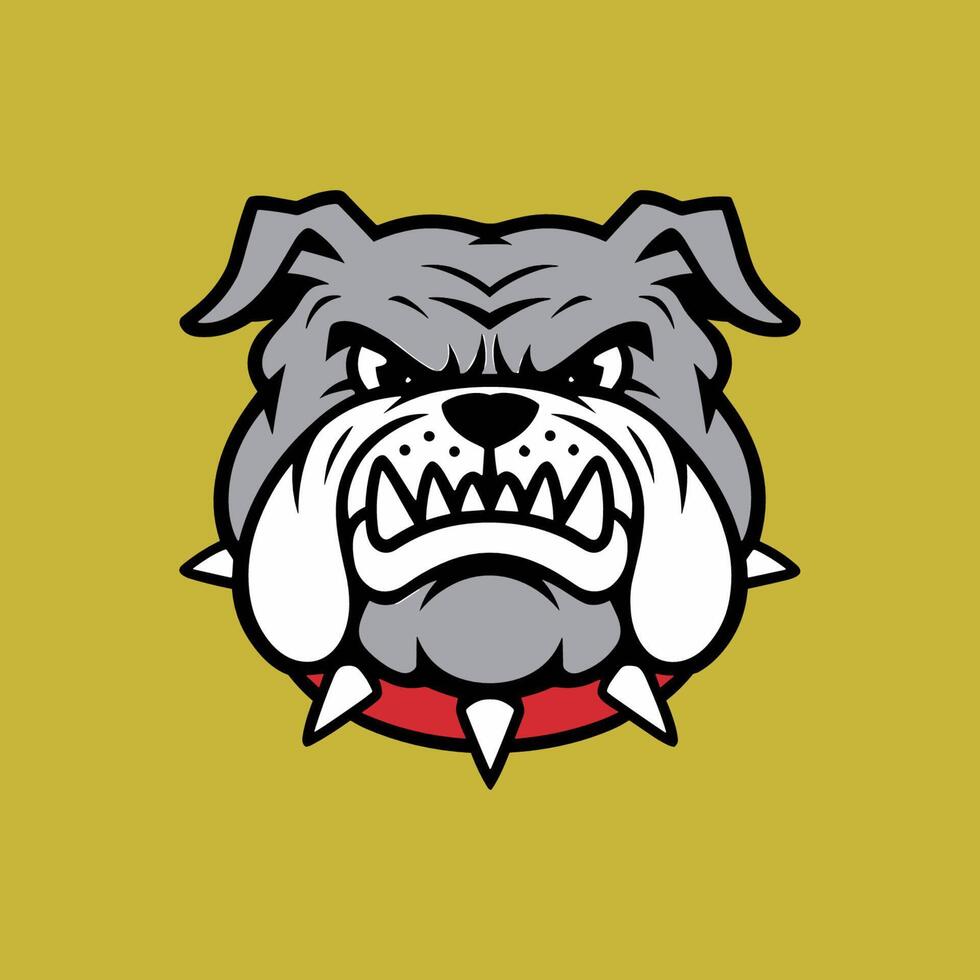 Bulldog mascot head on a yellow background vector