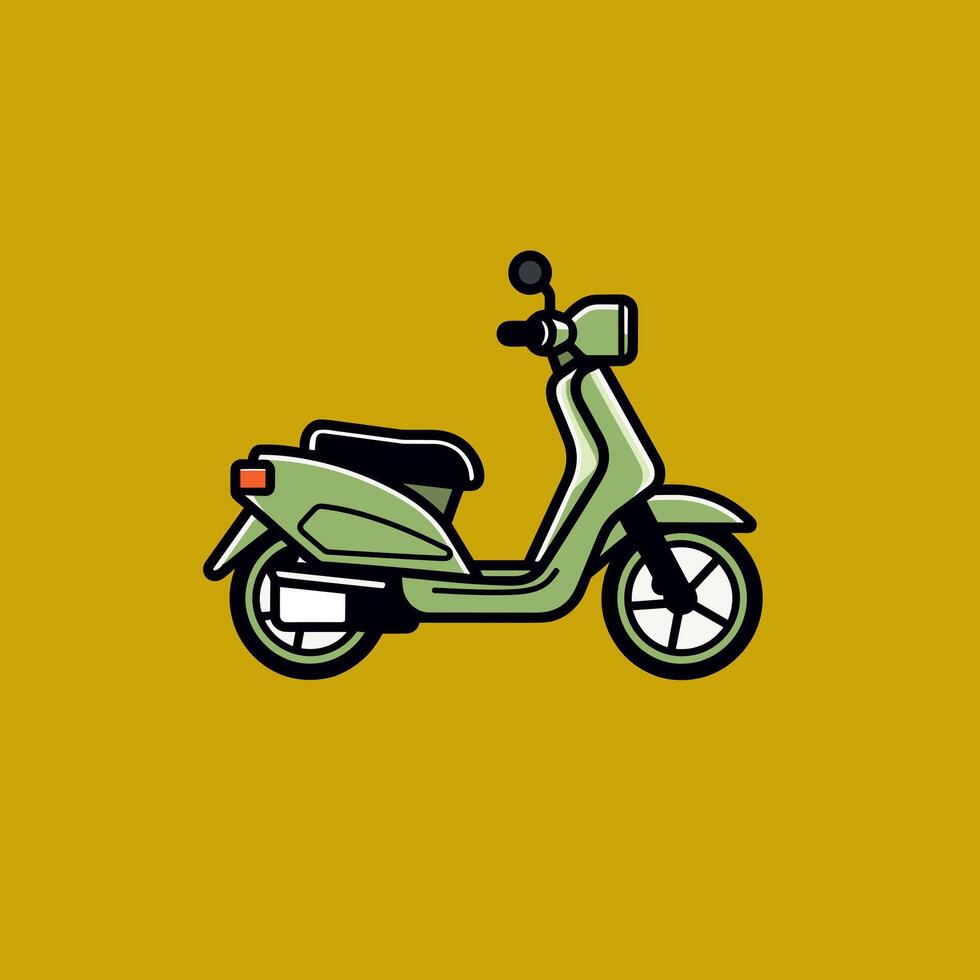A green scooter on a yellow background vector