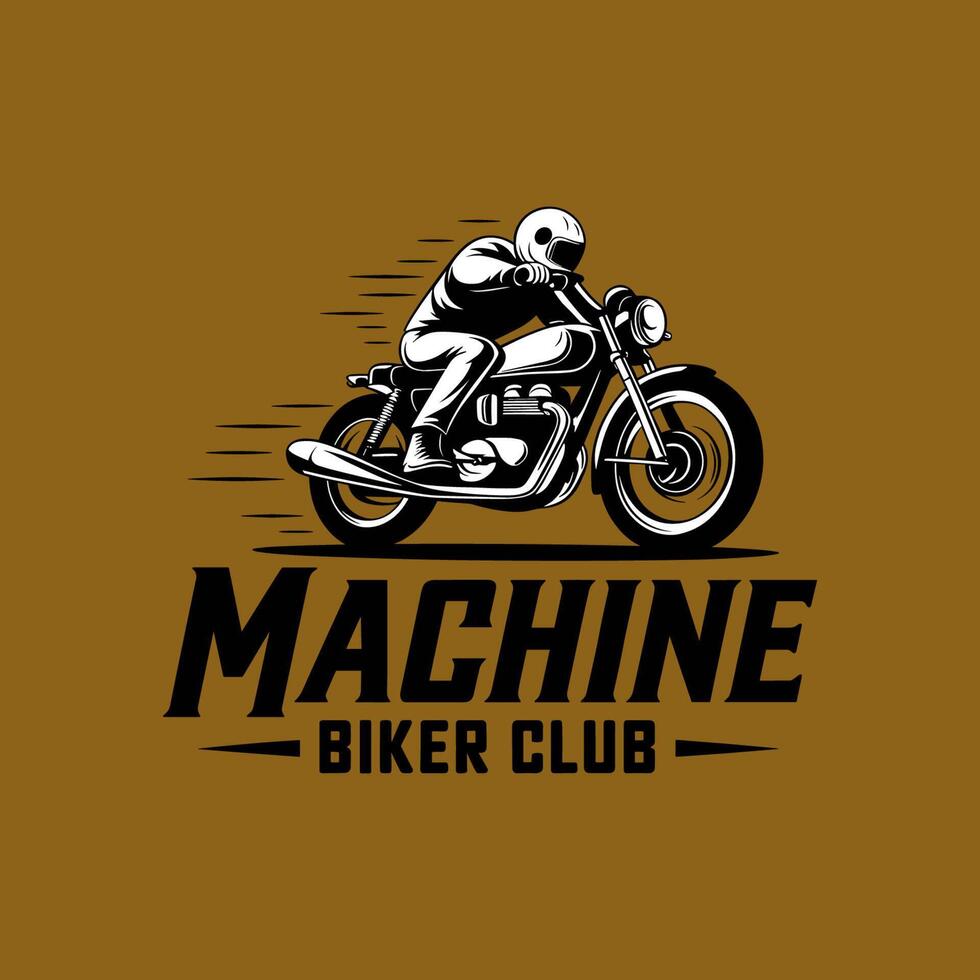 Motorcycle club logo with a man riding a motorcycle vector