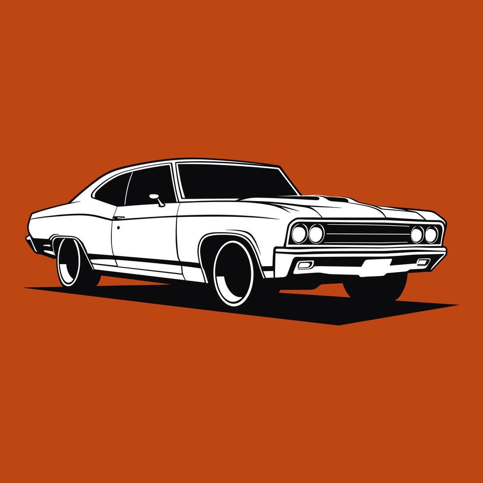 A classic muscle car on an orange background vector