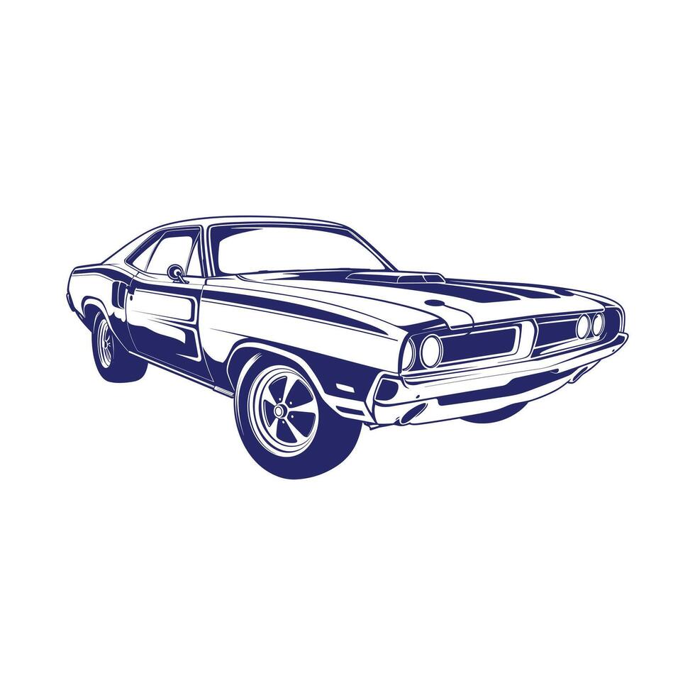 An illustration of a muscle car on a white background vector