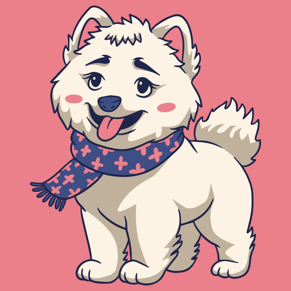 Illustration of Samoyed in warm scarf vector