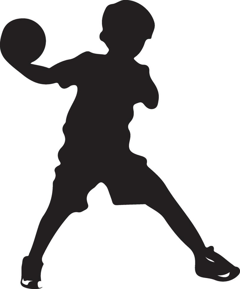a silhouette of a boy playing basketball vector