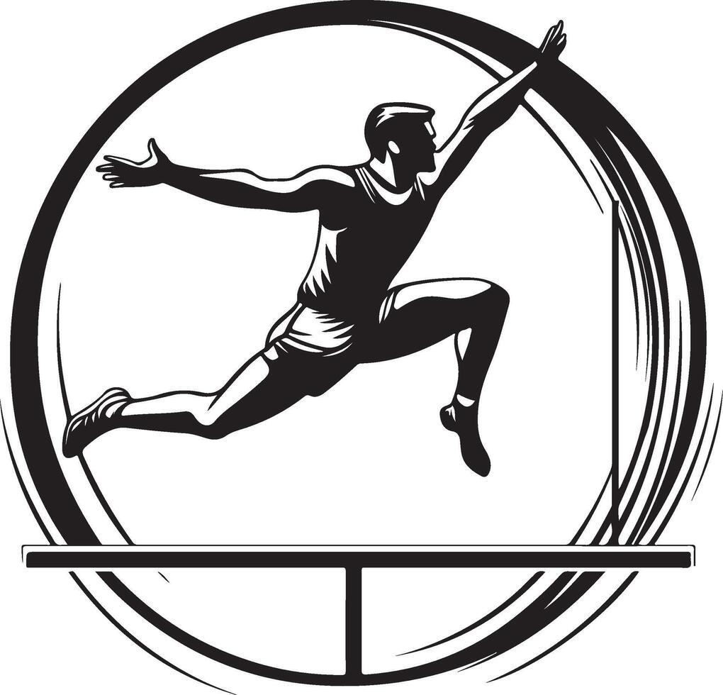 a man jumping over a high jump in a circle vector