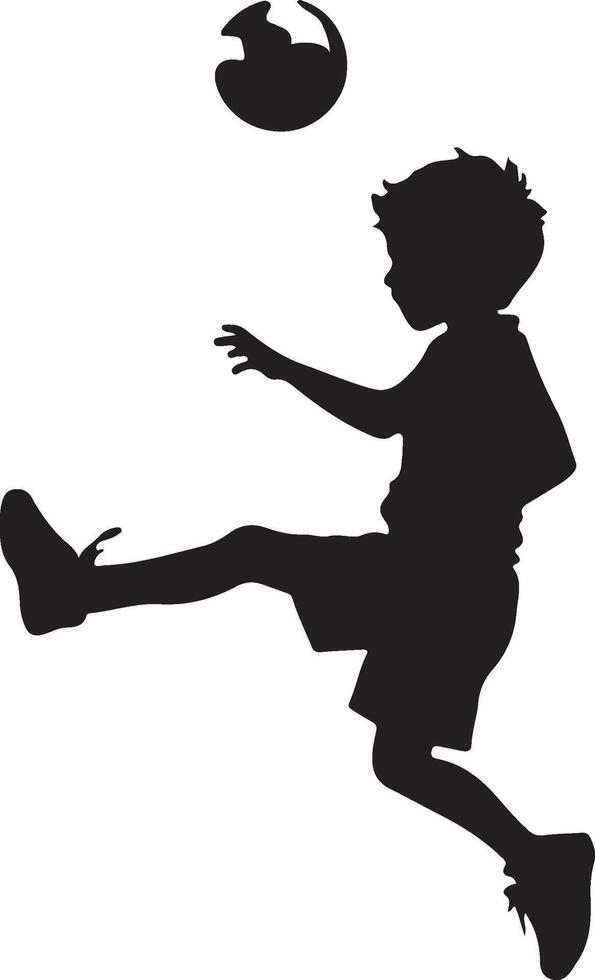 silhouette of a boy kicking a soccer ball vector
