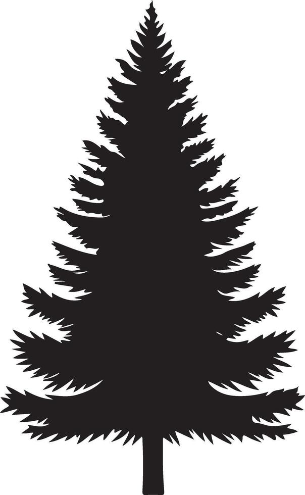 a black silhouette of a pine tree vector