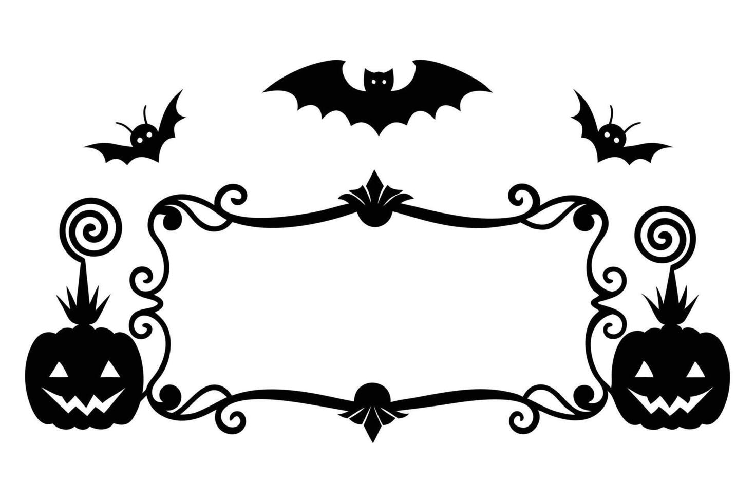 Bats and pumpkins border frame Halloween style vector