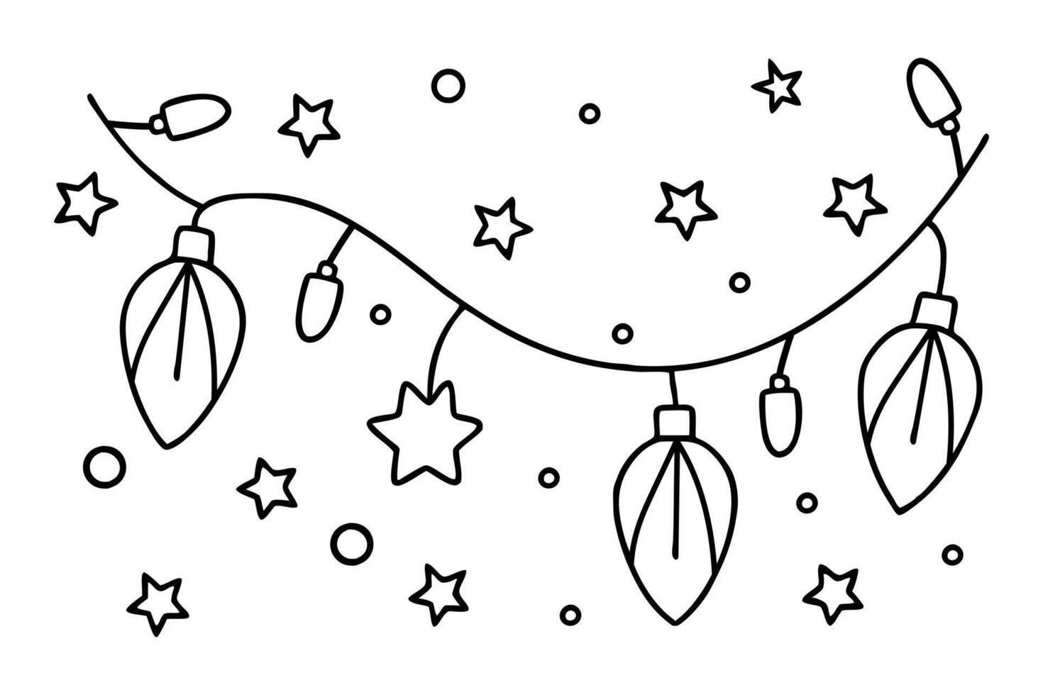 Outline Christmas lights with star vector