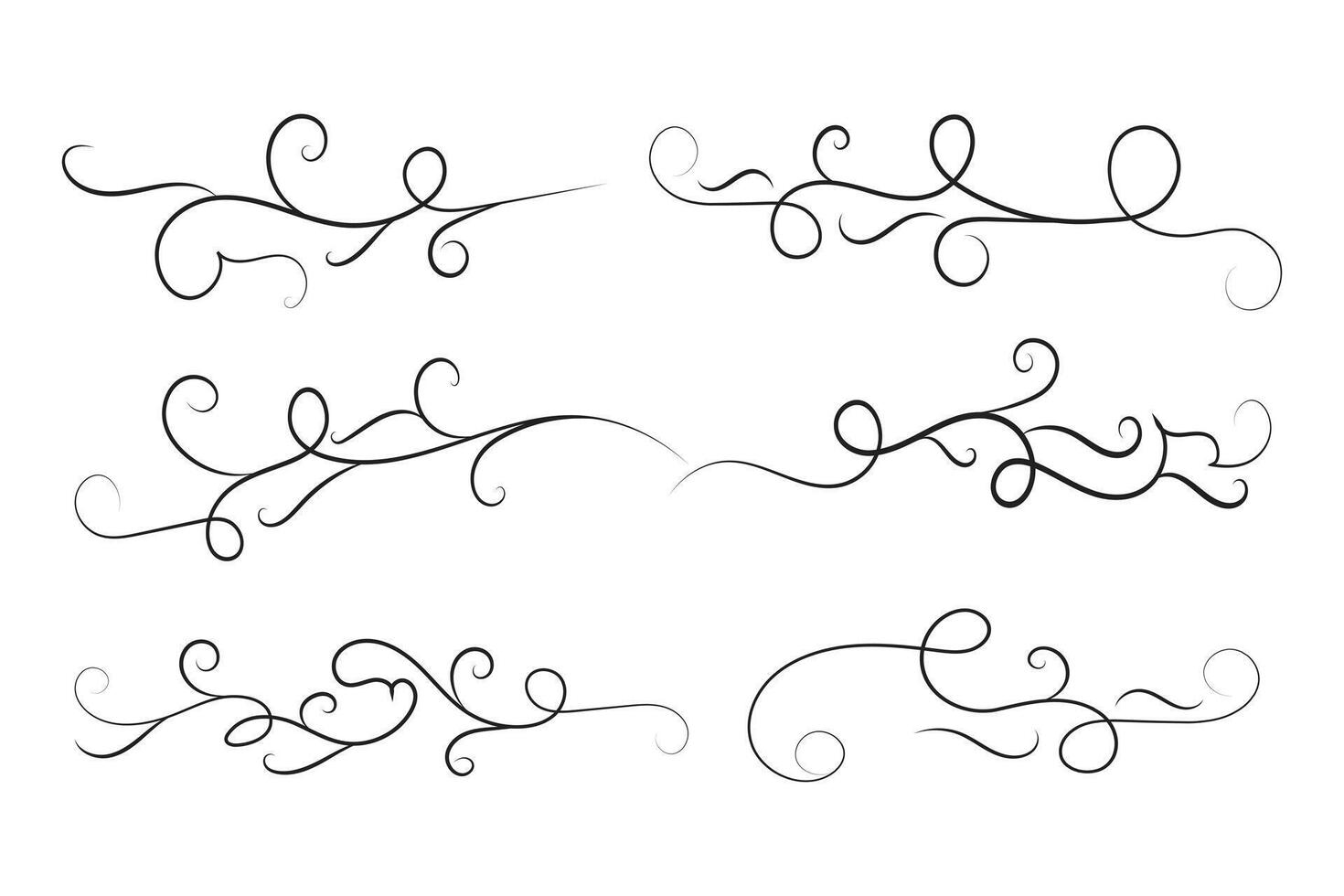 Curly Lines Calligraphic swirls flourish vector