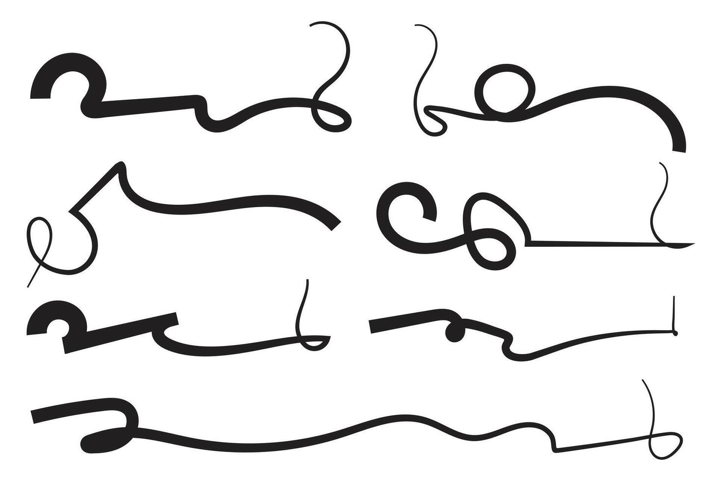 Curly Lines text tails typography elements vector