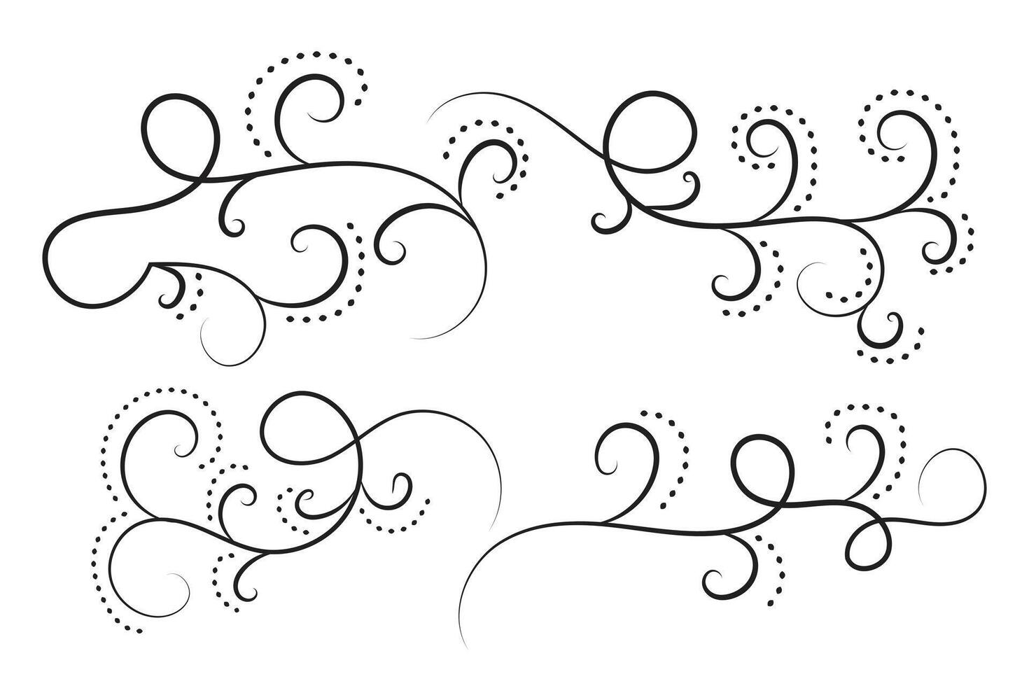 A set of four black and white swirls vector