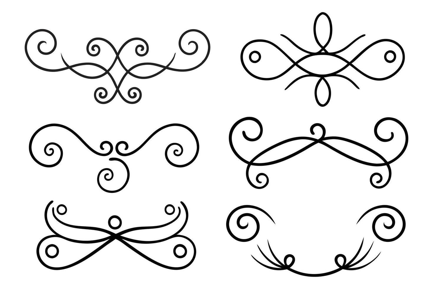 Calligraphy decorative swirls text divider elements vector