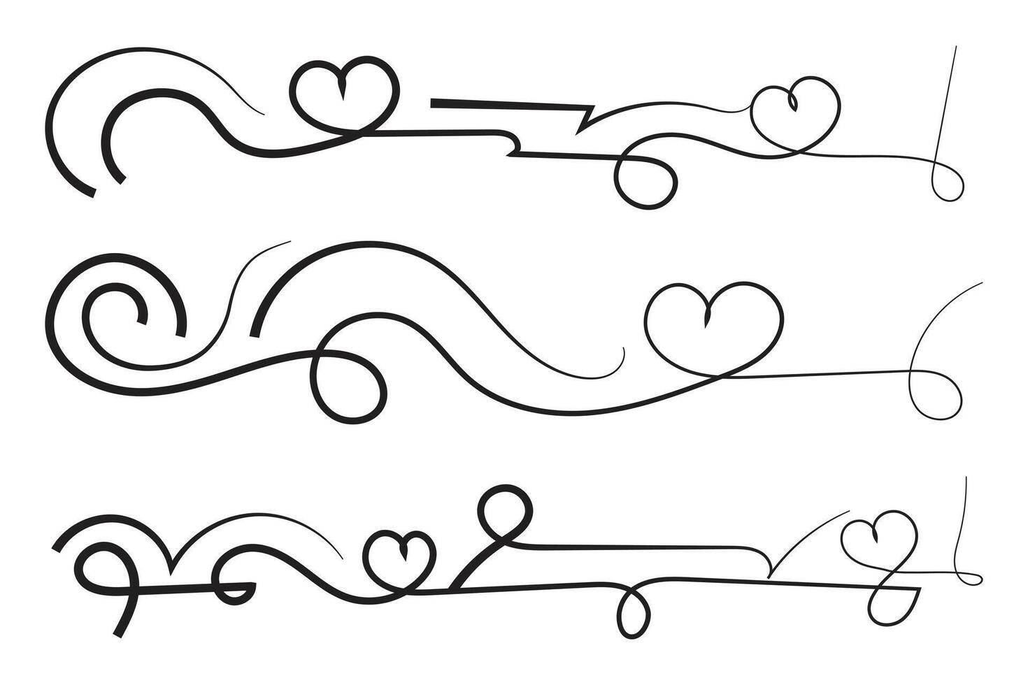 A set of four different fonts with hearts vector