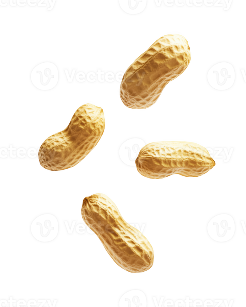 The playful dance of peanuts floating in mid-air on a bright, white backdrop png