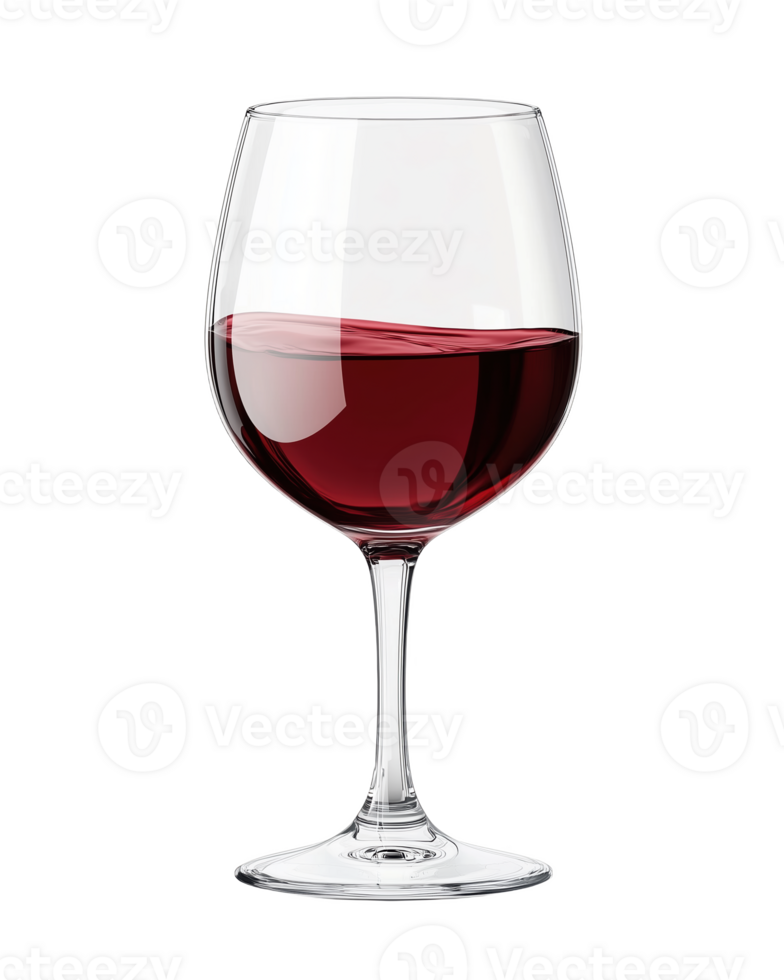 A beautifully crafted glass of red wine resting elegantly on a pure white background png