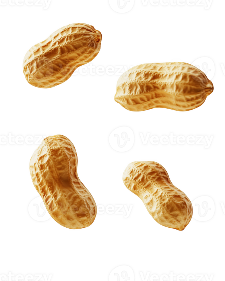 Floating wet peanuts captured in mid-air against a minimalist background png