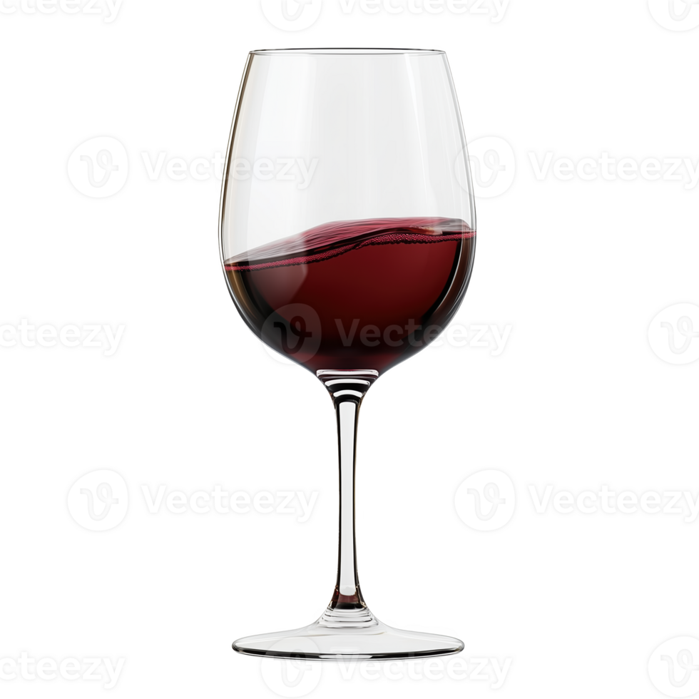 A captivating glass of rich red wine elegantly resting on a pristine white background png