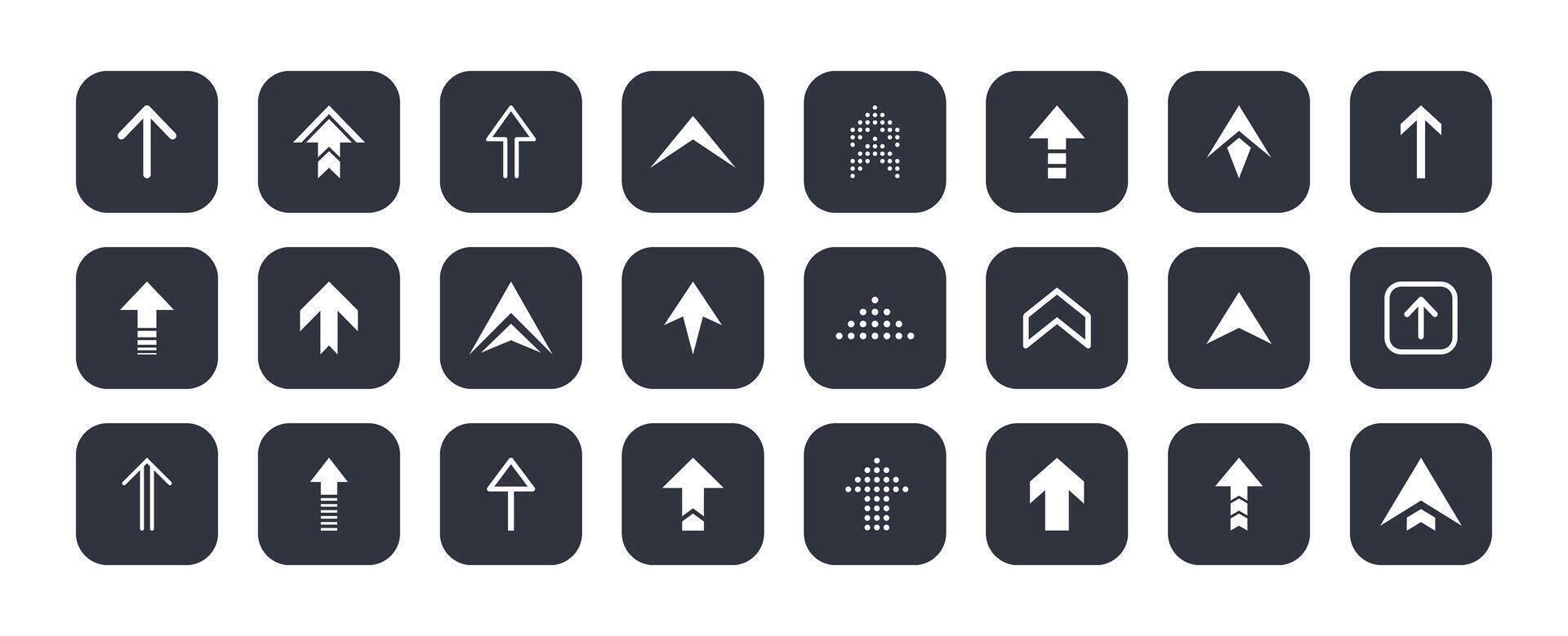Up down arrows button set. Web arrow icon collection for website user interface. Different style cursor pointers illustration vector