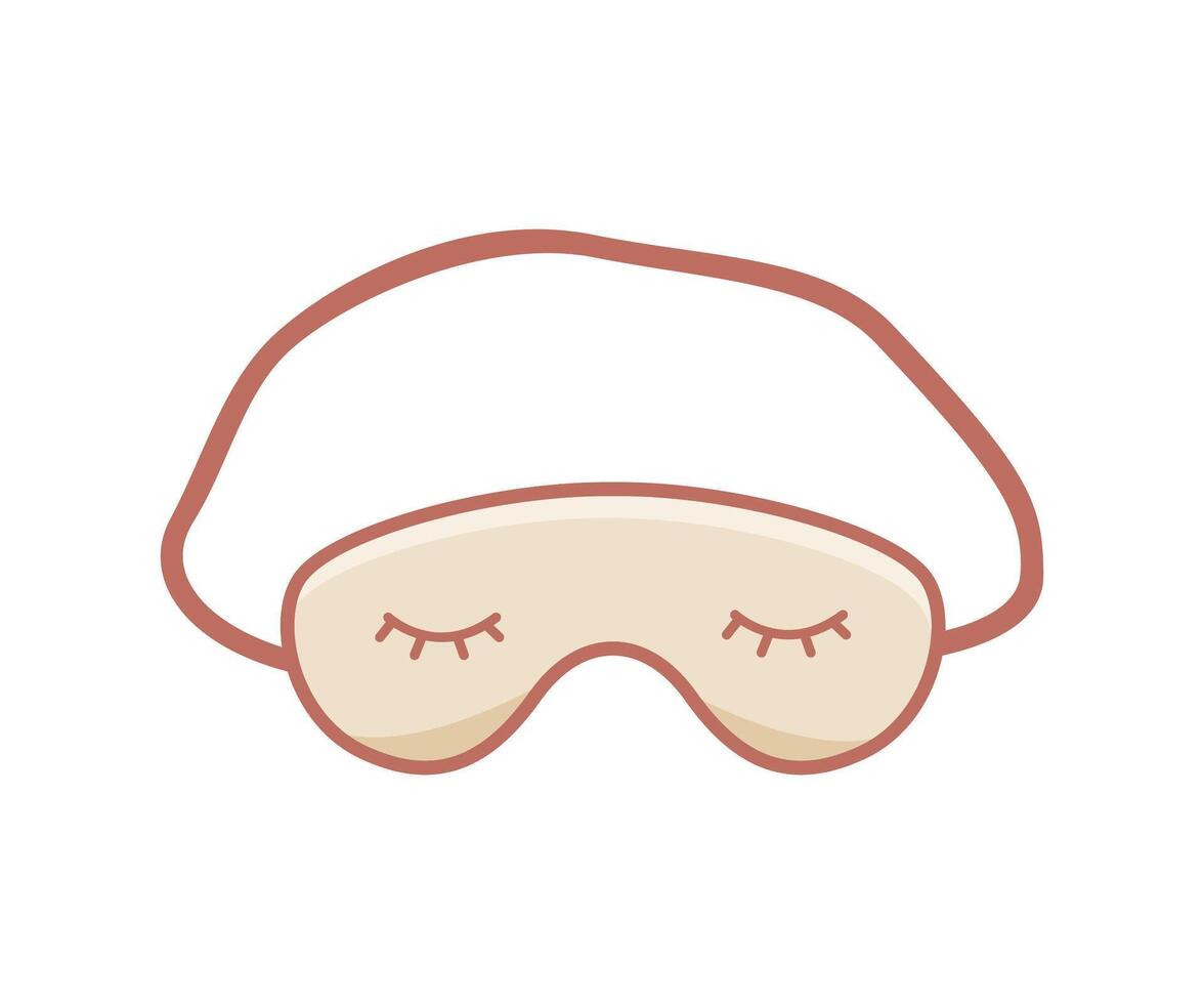 A sleep mask with painted closed eyes. doodle accessory icon. Isolated on white. vector