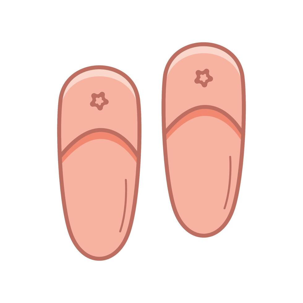 House slippers are a doodle icon. Pair of shoes illustration on a white background. vector