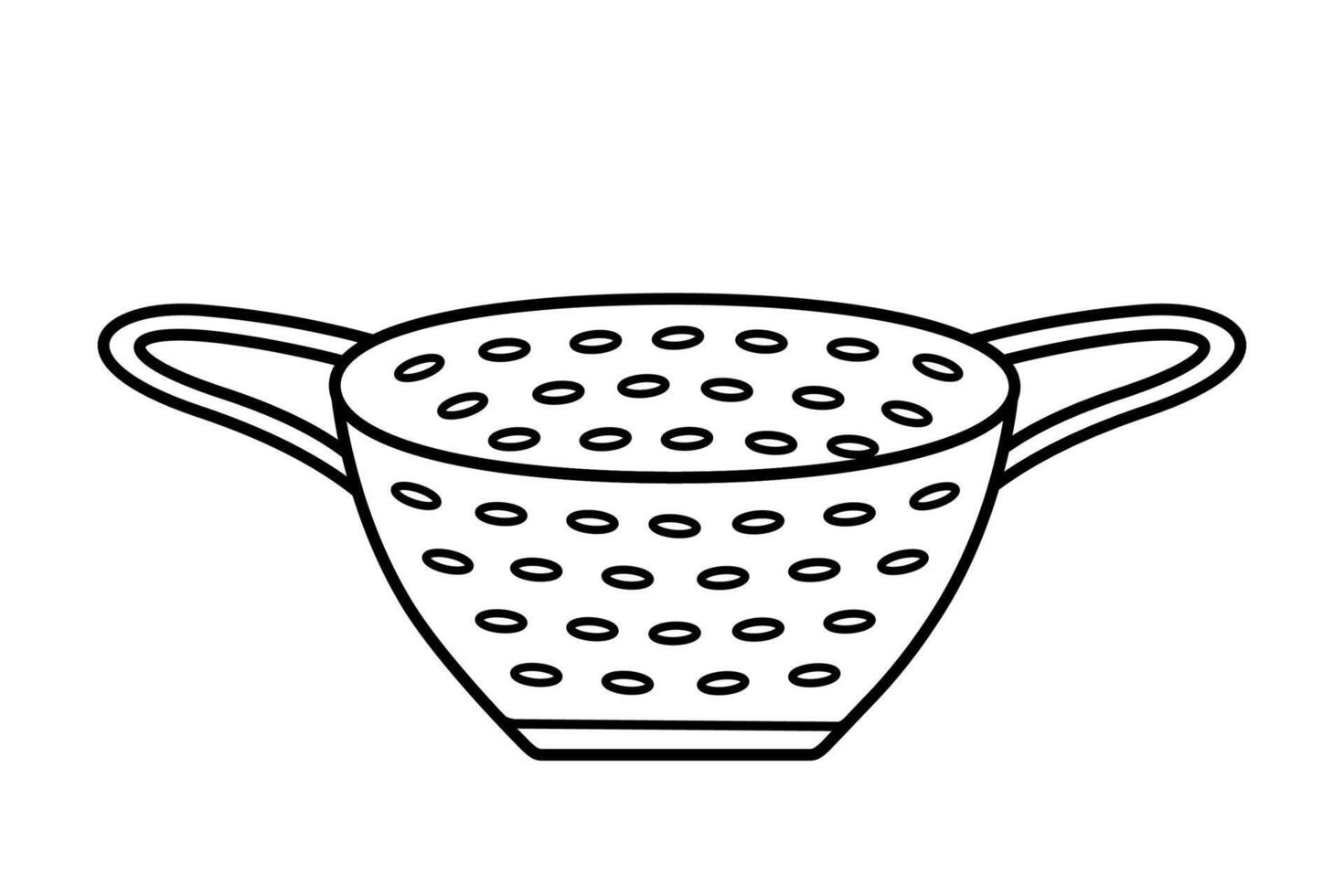 Colander sketch doodle icon. illustration of elements cook. Kitchen utensils for washing vegetables and fruits. vector