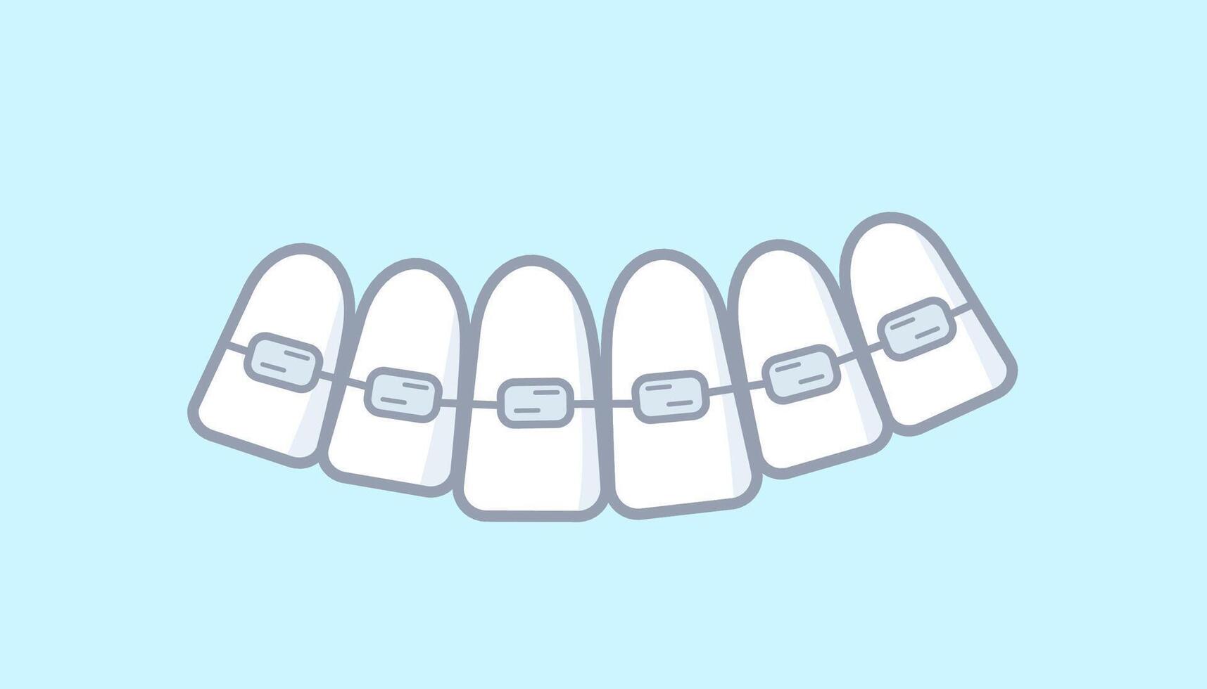 Dental braces doodle icon. illustration of dental care, dentistry, sketch of teeth. vector