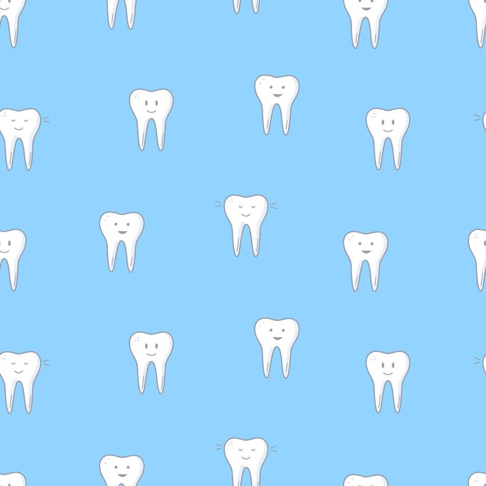 Seamless Pattern Dentistry set icons. illustration of elements for the treatment and care of teeth. Background wallpaper. vector