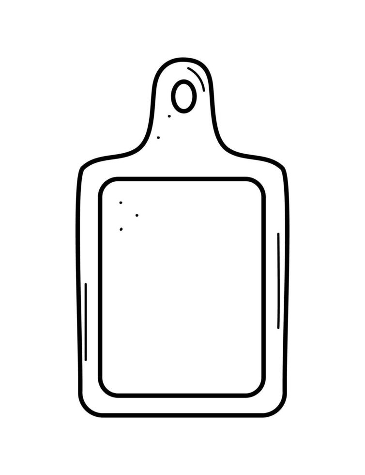 Decorative wooden cutting board sketch doodle icon. illustration of kitchen utensils for cutting food. vector