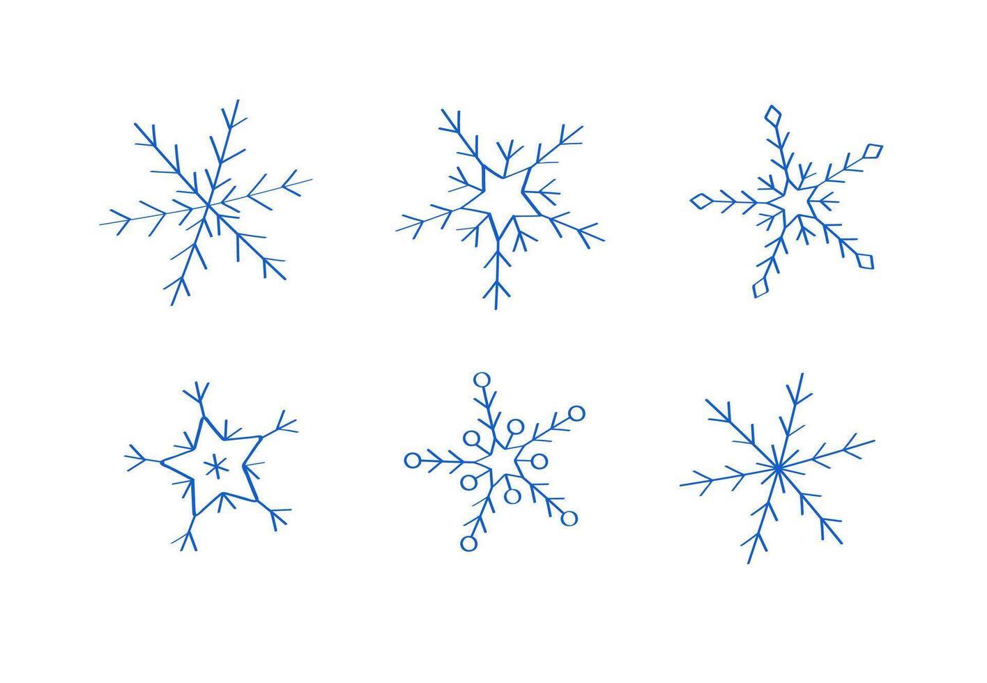 Snowflake doodle style icons for winter design. illustration hand drawn isolated on white background. vector