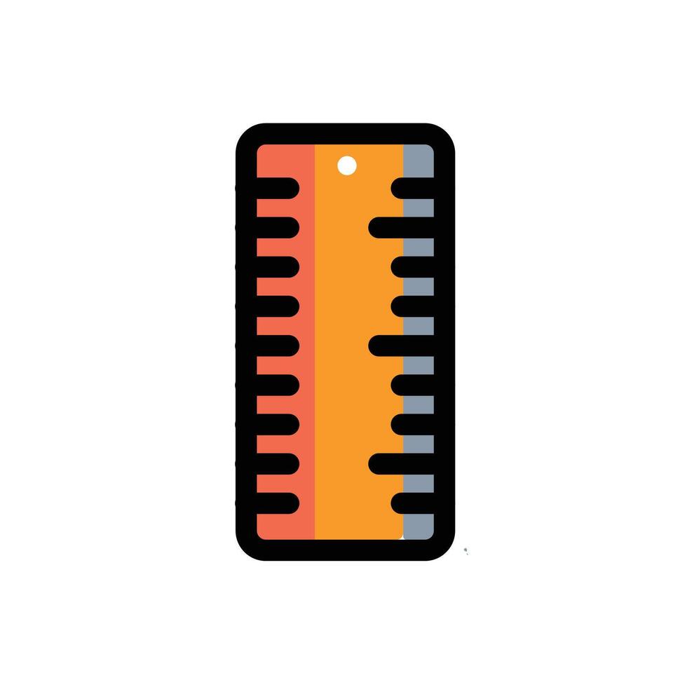 Ruler icon design with full color style with black lines. vector