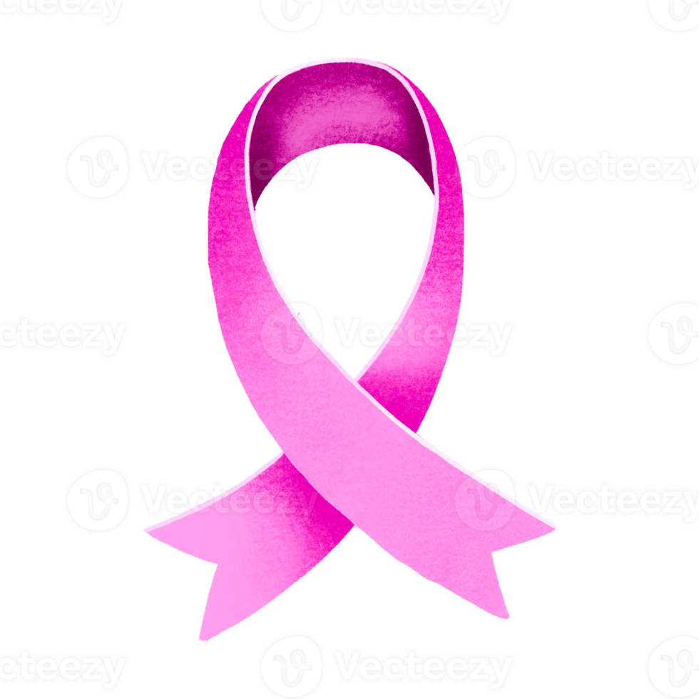 Pink ribbon aids awareness. Breast cancer month. Hand drawn isolated illustration png