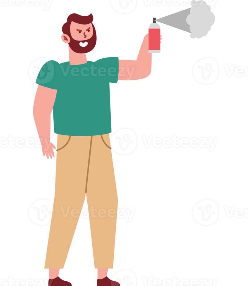 Man spraying with a spray can png