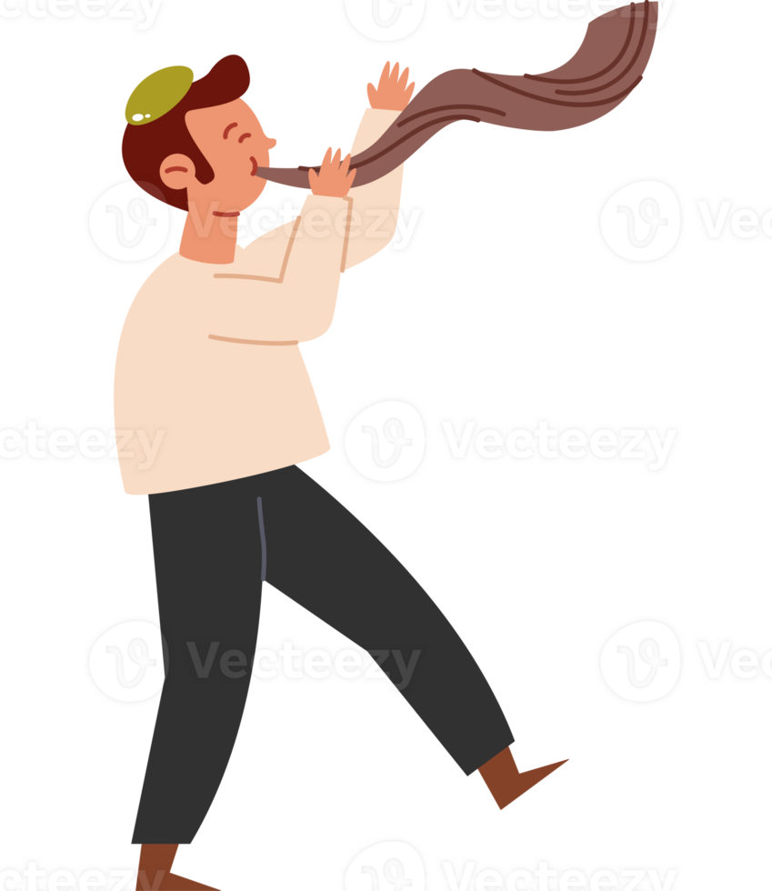 Man blowing a shofar png