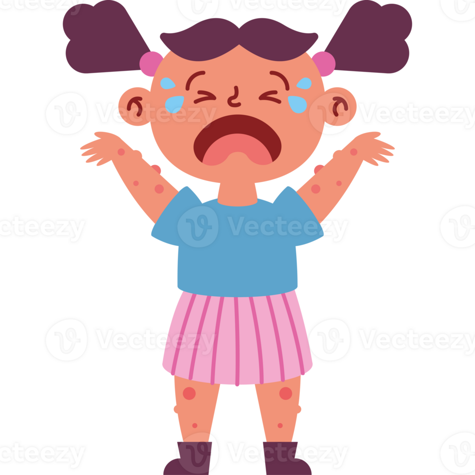 A cartoon girl crying with her hands out png
