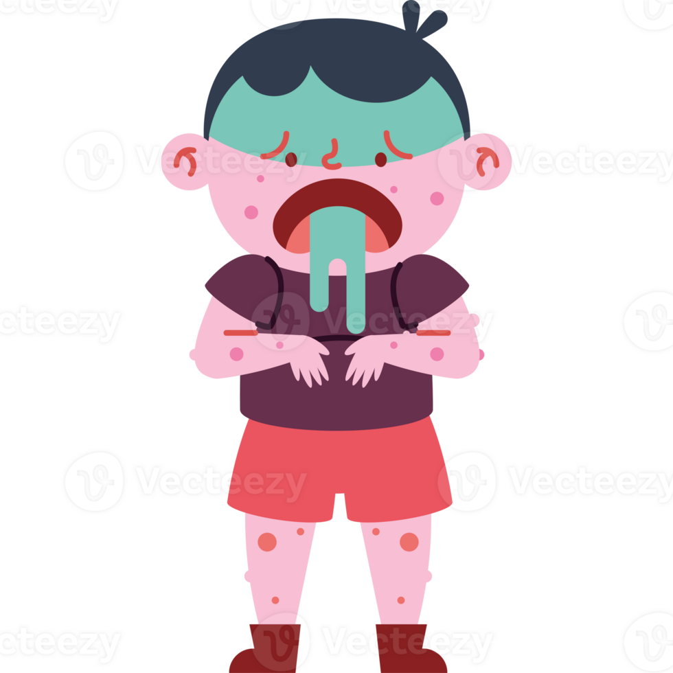 A cartoon boy with a sore throat png
