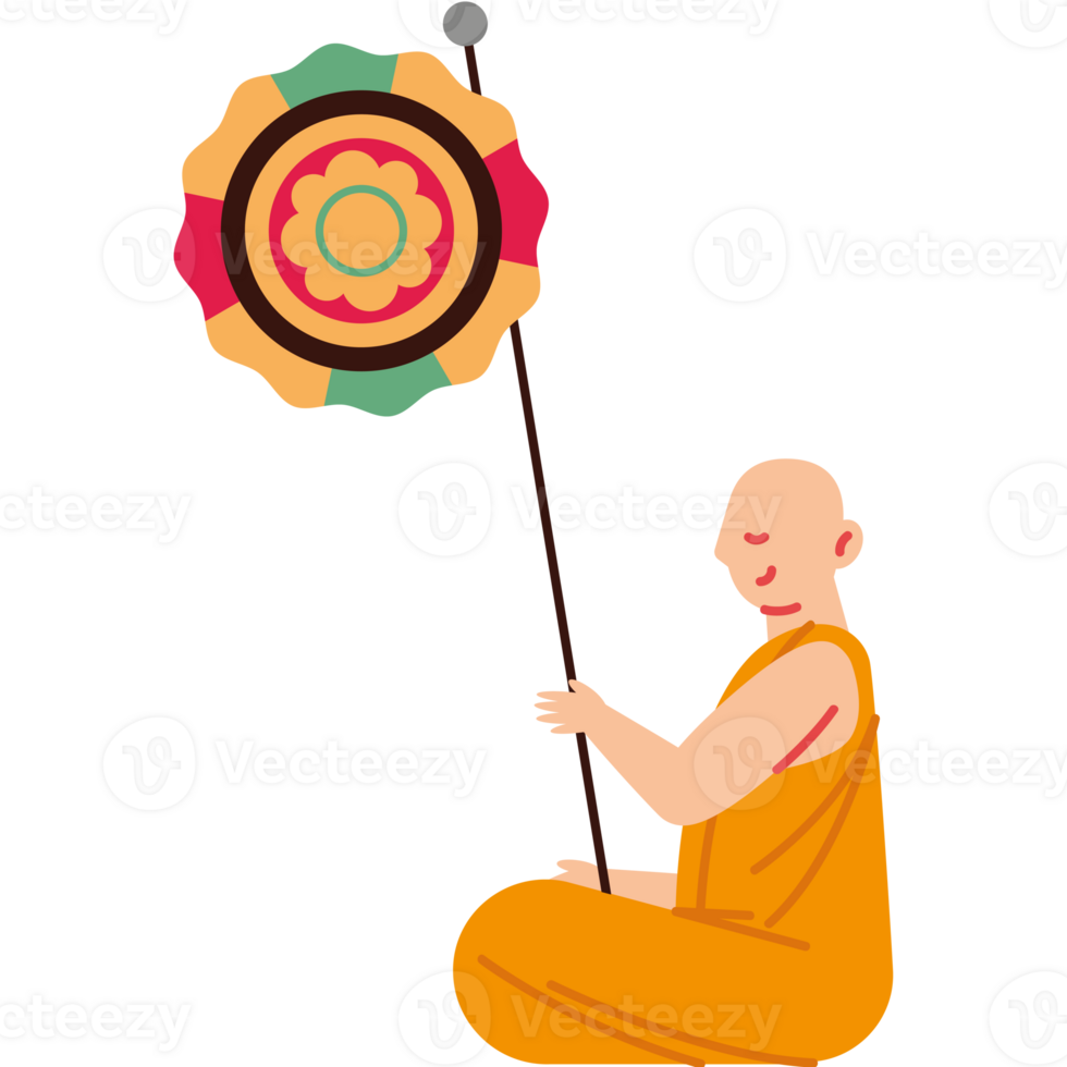 A monk holding a kite in the air png