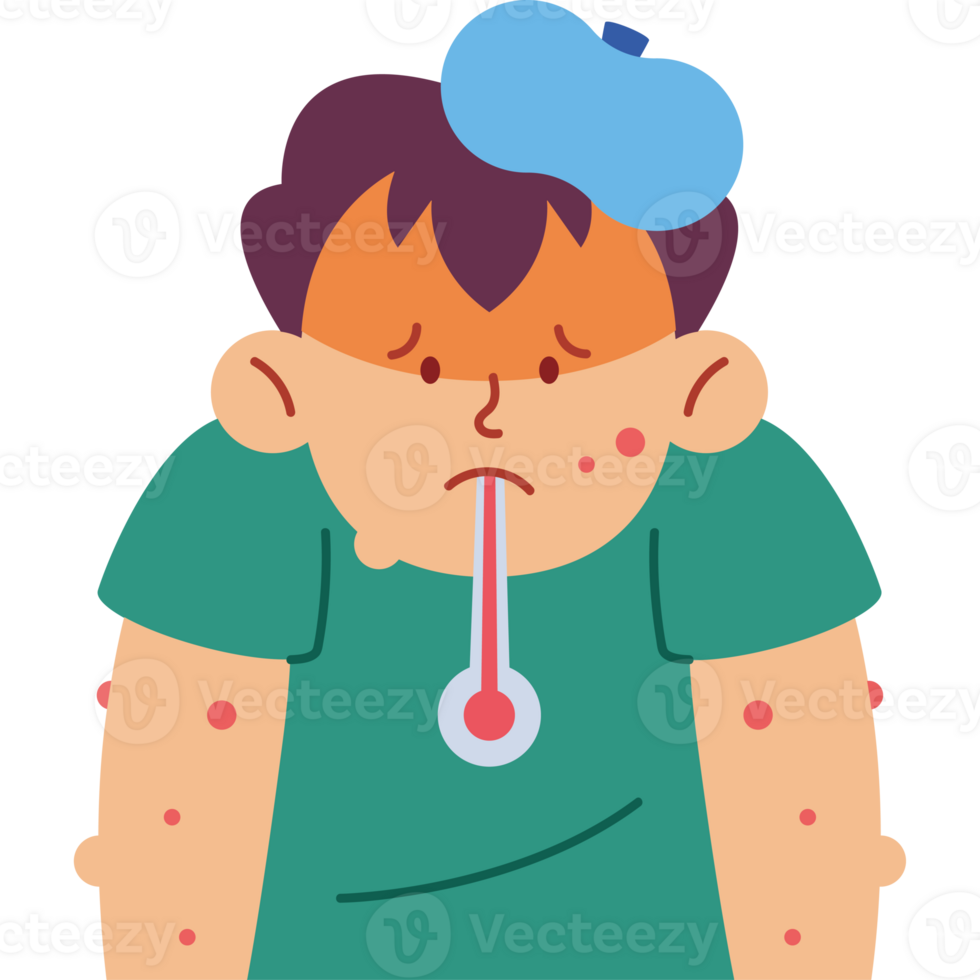 Illustration of a man with a fever png