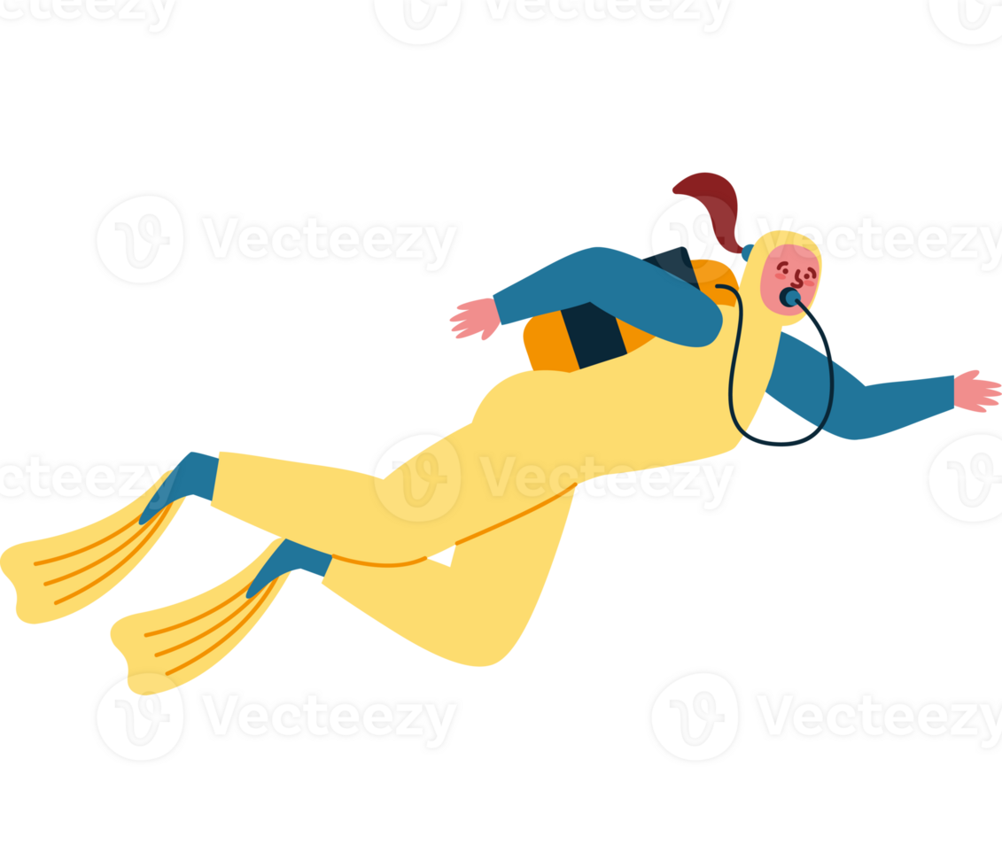 A cartoon man in a diving suit png