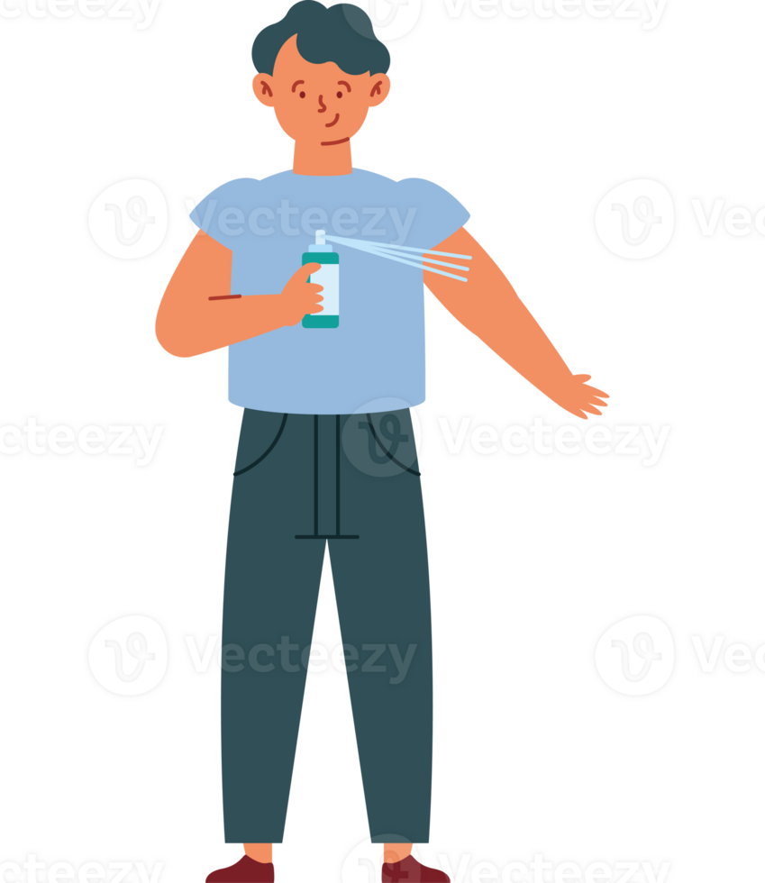 Illustration of man with spray bottle png