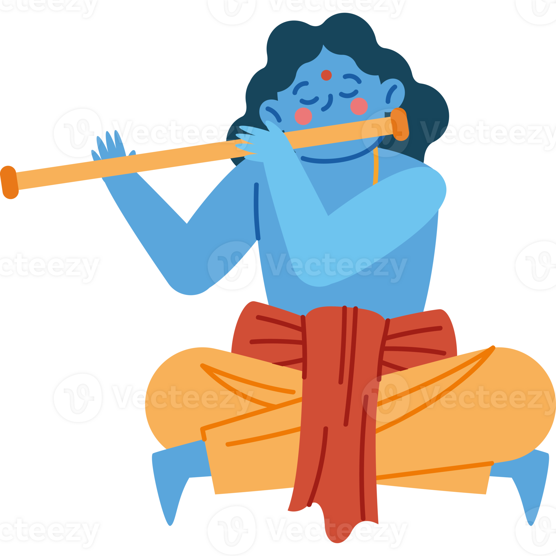 A cartoon blue indian man playing the flute 50882020 png