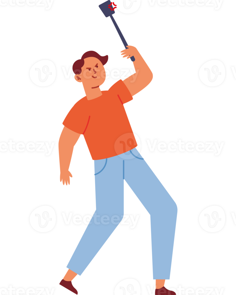 Man holding a hammer in his hand png