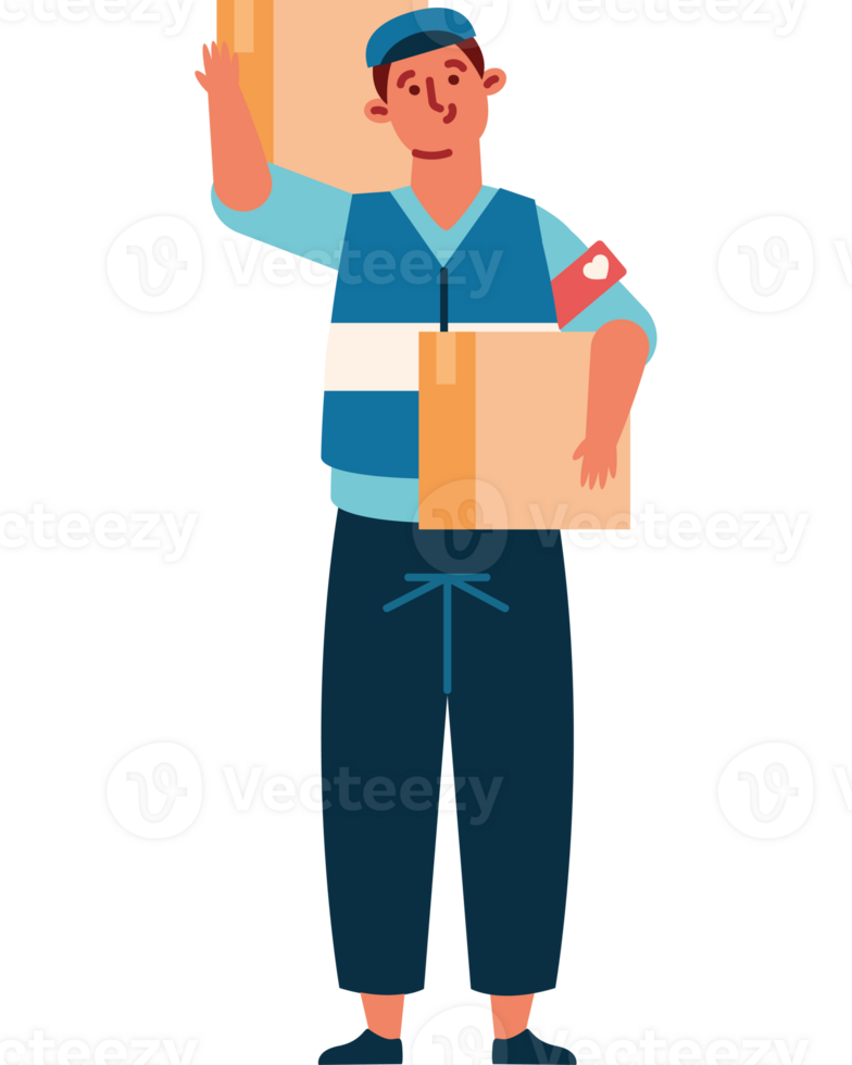 A man with a box and a bag png